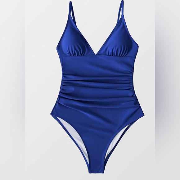 CUPSHE Women's One Piece Swimsuit Tummy Control V Neck Bathing Suits - Picture 5 of 8